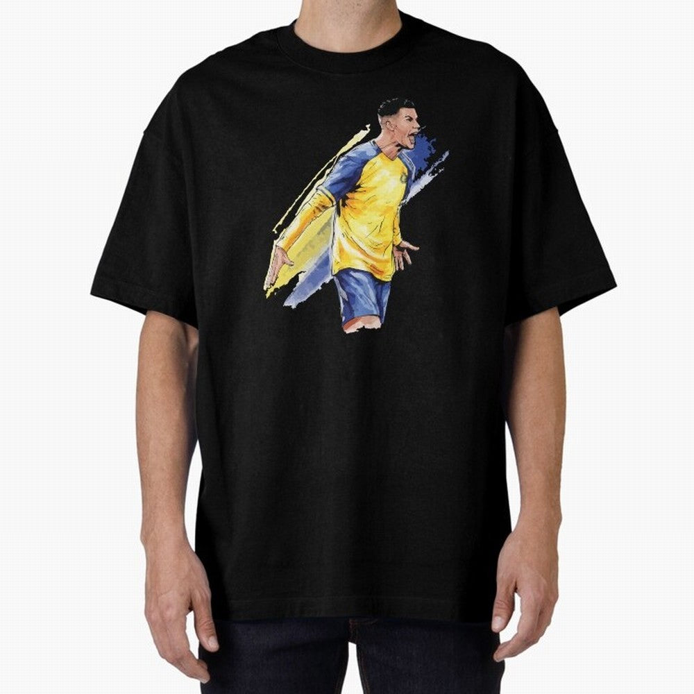 Ronaldo Al-Nassr 2022 Oversized T-Shirt Refresh FIFA World Cup 2026 Group Stage Spirit, with Germany, Cristiano Ronaldo, Haaland and CR7, Championship Spirit, Famous Goals, Roaring Crowds and International Football Unity; Ideal for Football Dads,