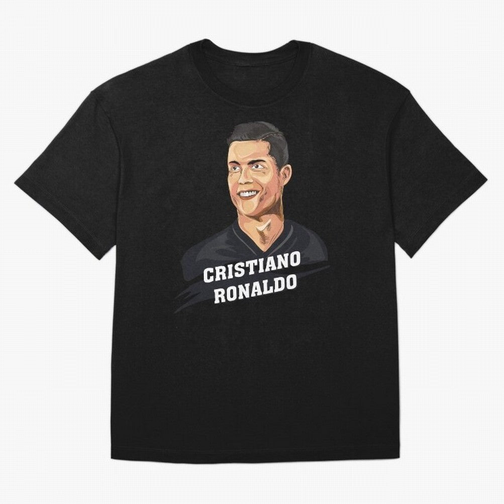 Cristiano Ronaldo Portrait Oversized T-Shirt Stand Proud for FIFA World Cup 2026 Spirit, Built around Netherlands, Mbappe, Sports Nostalgia, International Competition, Famous Players and Unforgettable Victories; Great for Watch Parties, Sports