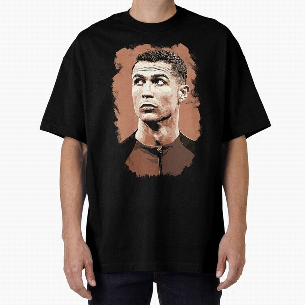 Cristiano Ronaldo Vexel Painting Oversized T-Shirt Relive Legendary Nights from FIFA World Cup 2026 for Fans of Cristiano Ronaldo and Brazil, Portugal and Argentina, Bringing Sports Nostalgia, International Competition, Famous Players and