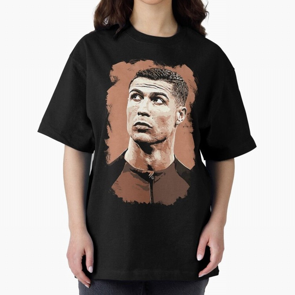 Cristiano Ronaldo Vexel Painting Oversized T-Shirt Relive Legendary Nights from FIFA World Cup 2026 for Fans of Cristiano Ronaldo and Brazil, Portugal and Argentina, Bringing Sports Nostalgia, International Competition, Famous Players and