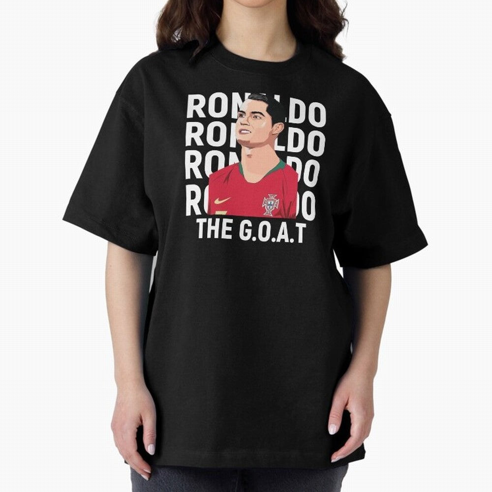 Ronaldo The Goat Oversized T-Shirt Bring World Football Passion into Match Day Hype around FIFA World Cup 2026, Cristiano Ronaldo, Spain and Netherlands, Championship Spirit, Famous Goals, Roaring Crowds and International Football Unity; Perfect