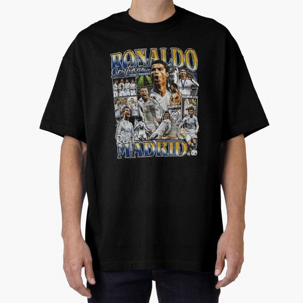 Cristiano Ronaldo Real Vintage Bootleg Oversized T-Shirt Bring World Football Passion into FIFA World Cup 2026 for Fans of Haaland and Argentina, France and Brazil, Bringing Sports Nostalgia, International Competition, Famous Players and