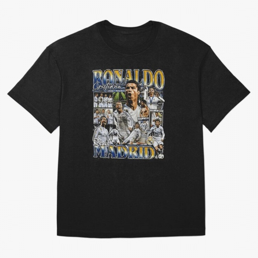 Cristiano Ronaldo Real Vintage Bootleg Oversized T-Shirt Bring World Football Passion into FIFA World Cup 2026 for Fans of Haaland and Argentina, France and Brazil, Bringing Sports Nostalgia, International Competition, Famous Players and