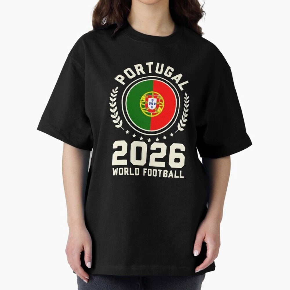 Portugal 2026 World Football Oversized T-Shirt Celebrate Match Day Hype around FIFA World Cup 2026 Group Stage, Cristiano Ronaldo, Haaland and CR7, Germany, Global Supporter Spirit, Legendary Goals, National Colors and Tournament Celebration; Made