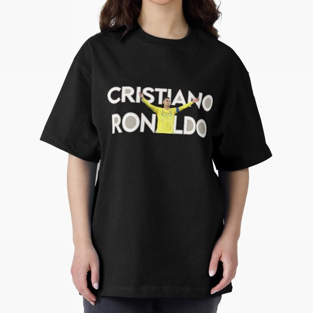 Cristiano Ronaldo Oversized T-Shirt Celebrate Fan Culture around Match Day Hype around FIFA World Cup 2026 Group Stage, Messi, Neymar and Mbappe, England, France and Netherlands, Football Passion, Legendary Performances, Festival Vibes and