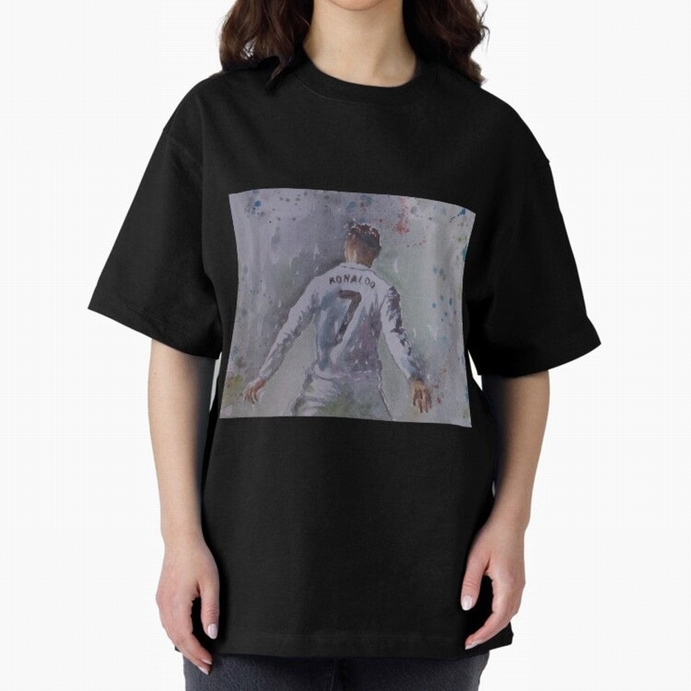 Cristiano Ronaldo - Portrait 2 Oversized T-Shirt Join the Countdown to FIFA World Cup 2026 Spirit, Filled with Portugal, Spain and Germany, Neymar, Haaland and Cristiano Ronaldo, Tournament Hype, Historic Matchups, Family Viewing Parties and Global