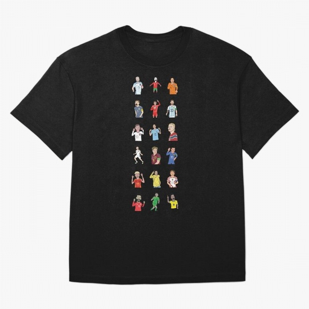 Badly Drawn Footballers Oversized T-Shirt Bring Global Tournament Vibes to Global Football Passion for FIFA World Cup 2026, Inspired by Messi and Cristiano Ronaldo, Argentina, France and Brazil, Classic Soccer Heritage, Championship Pressure, Fan