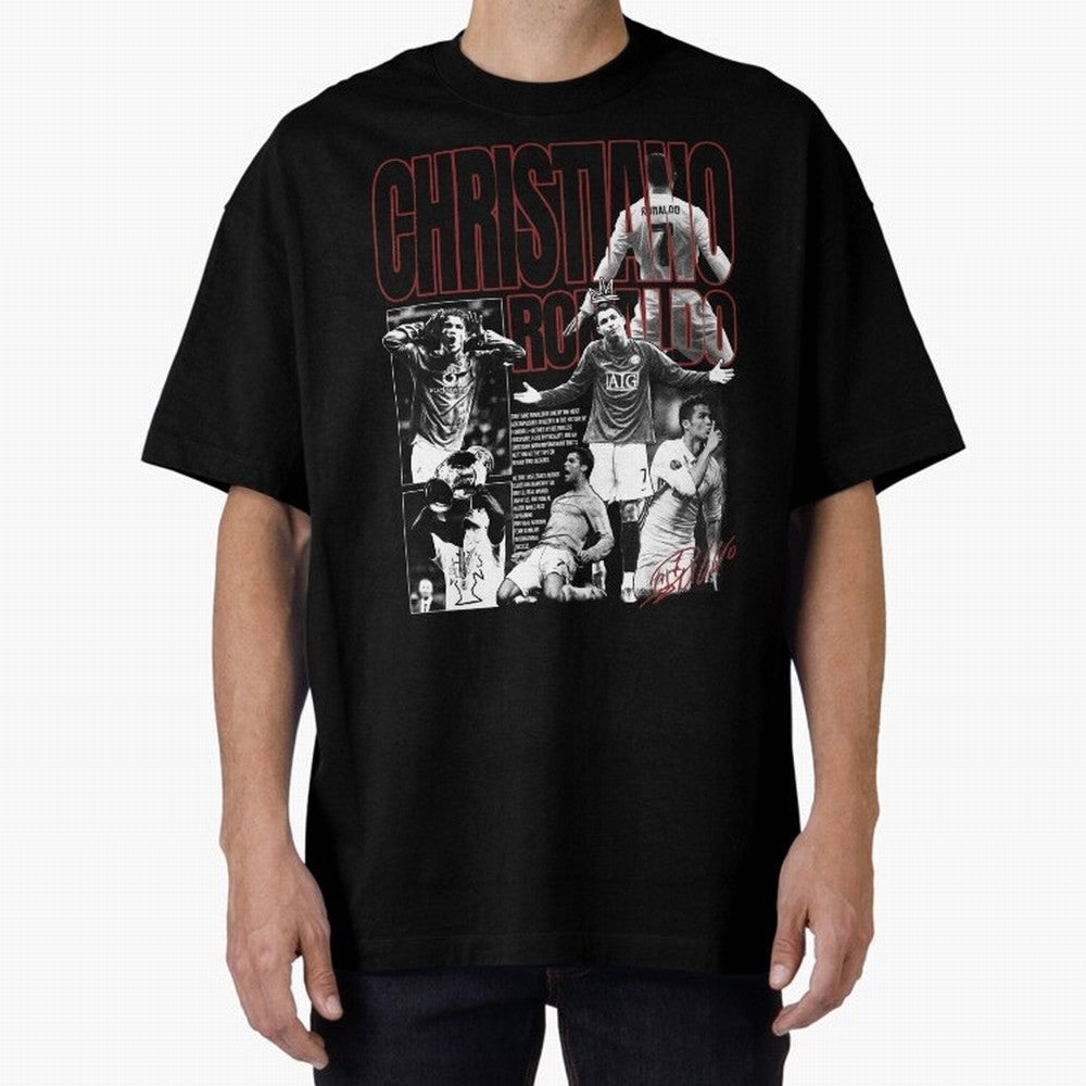 Cristiano Ronaldo Vintage Graphic Oversized T-Shirt Show Fan Pride Across FIFA World Cup 2026 Group Stage Spirit, Driven by Argentina, Messi, Sports Nostalgia, International Competition, Famous Players and Unforgettable Victories; Perfect for Fans,