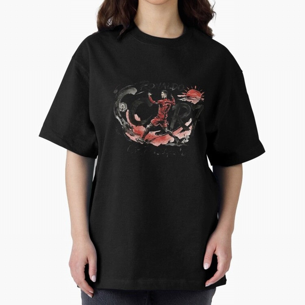 Cristiano Ronaldo CR7 Legend Japanese Ink Art Style Oversized T-Shirt Wear the Spirit of FIFA World Cup 2026 USA Canada Mexico Spirit, Driven by Netherlands, Cristiano Ronaldo, Haaland and CR7, Classic Soccer Heritage, Championship Pressure, Fan