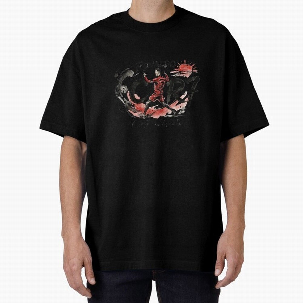 Cristiano Ronaldo CR7 Legend Japanese Ink Art Style Oversized T-Shirt Wear the Spirit of FIFA World Cup 2026 USA Canada Mexico Spirit, Driven by Netherlands, Cristiano Ronaldo, Haaland and CR7, Classic Soccer Heritage, Championship Pressure, Fan