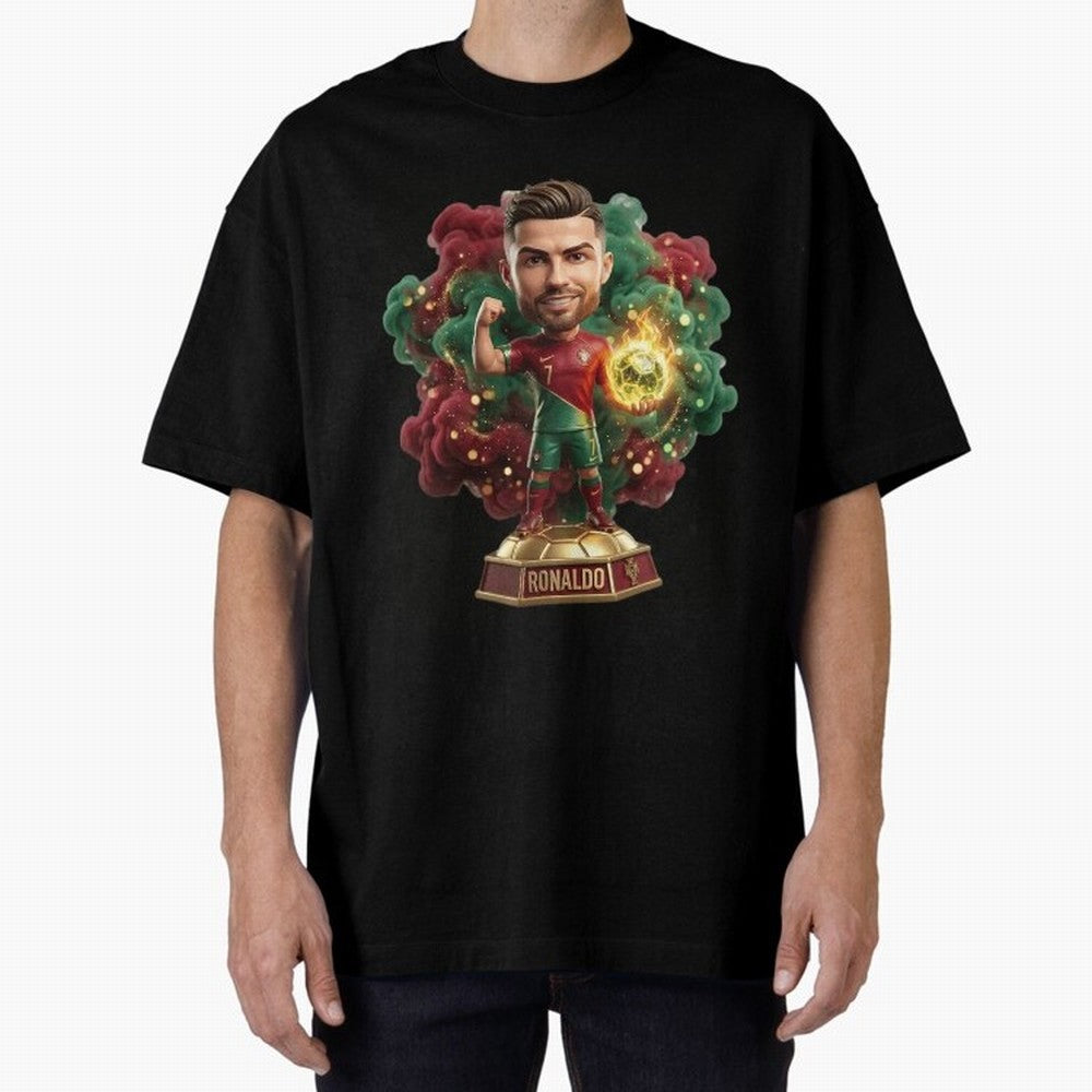Ronaldo Portugal 2026 - Legend Soccer Chibi 3D Oversized T-Shirt Show Support during FIFA World Cup 2026 USA Canada Mexico Filled with Mbappe, Portugal Energy, Stadium Chants, National Pride, Trophy Dreams and Unforgettable Football Memories; Great