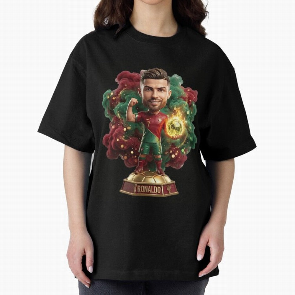 Ronaldo Portugal 2026 - Legend Soccer Chibi 3D Oversized T-Shirt Show Support during FIFA World Cup 2026 USA Canada Mexico Filled with Mbappe, Portugal Energy, Stadium Chants, National Pride, Trophy Dreams and Unforgettable Football Memories; Great