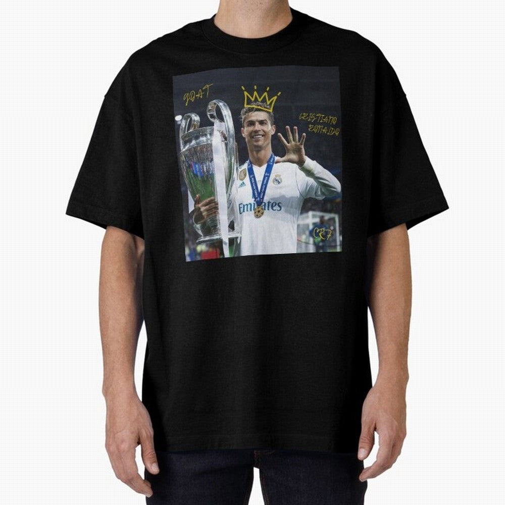 Cristiano Ronaldo- GOAT Oversized T-Shirt Join Global Football Passion for FIFA World Cup 2026 Group Stage, Centered on Messi and Cristiano Ronaldo, England, Football Festival Excitement, Trophy Ambitions, Country Rivalries and Star Player Buzz;