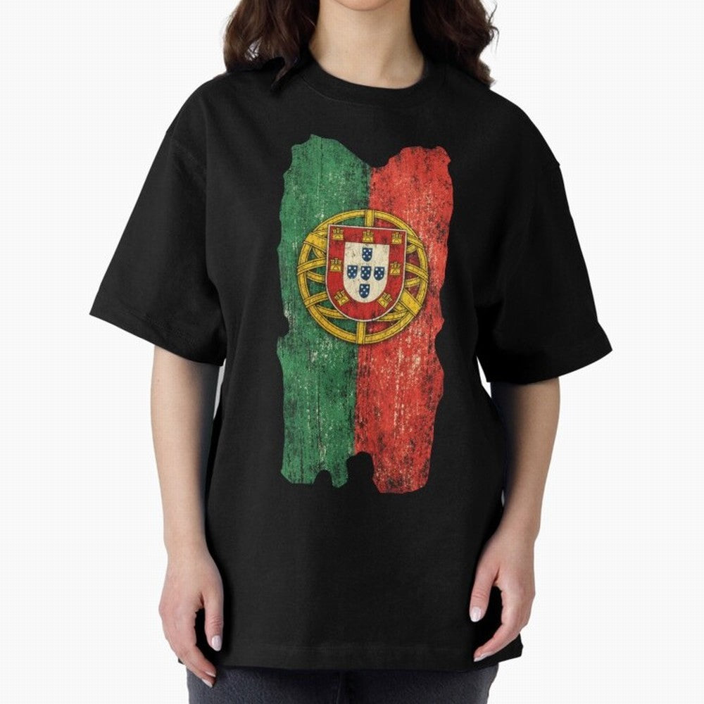 Vintage Portugal Flag Soccer Fan Design Oversized T-Shirt Treasure FIFA World Cup 2026 for Fans of Mbappe and Neymar and Spain, Bringing Football History, Final Match Energy, Crowd Noise and Once in a Lifetime Moments; Great for Watch Parties,
