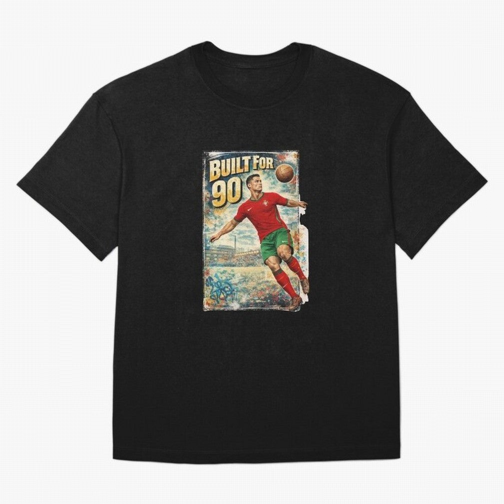 Built For 90 ¨C Vintage Football Streetwear Poster Oversized T-Shirt Get Ready for FIFA World Cup 2026 Group Stage for Fans of Mbappe and Neymar and England, France and Netherlands, Bringing Football History, Final Match Energy, Crowd Noise and