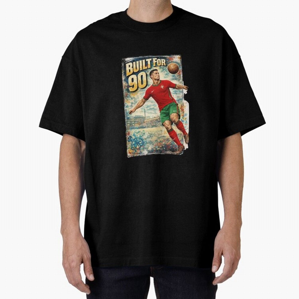 Built For 90 ¨C Vintage Football Streetwear Poster Oversized T-Shirt Get Ready for FIFA World Cup 2026 Group Stage for Fans of Mbappe and Neymar and England, France and Netherlands, Bringing Football History, Final Match Energy, Crowd Noise and