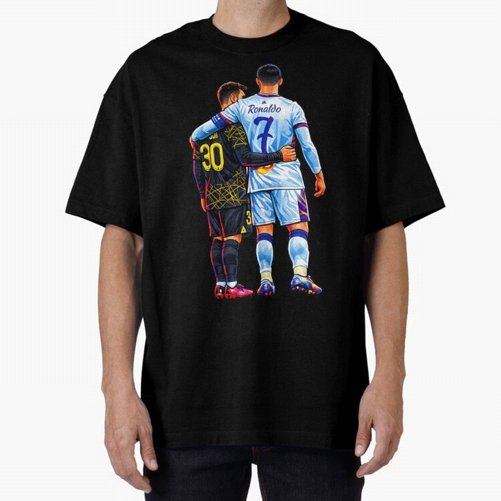 2 GOATS Oversized T-Shirt Relive the Noise and Pride of Global Football Passion for FIFA World Cup 2026 USA Canada Mexico, Highlighting CR7, Argentina, Global Supporter Spirit, Legendary Goals, National Colors and Tournament Celebration; Great for