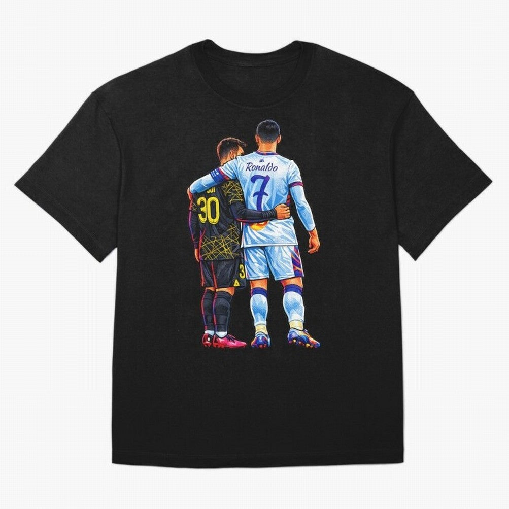 2 GOATS Oversized T-Shirt Relive the Noise and Pride of Global Football Passion for FIFA World Cup 2026 USA Canada Mexico, Highlighting CR7, Argentina, Global Supporter Spirit, Legendary Goals, National Colors and Tournament Celebration; Great for