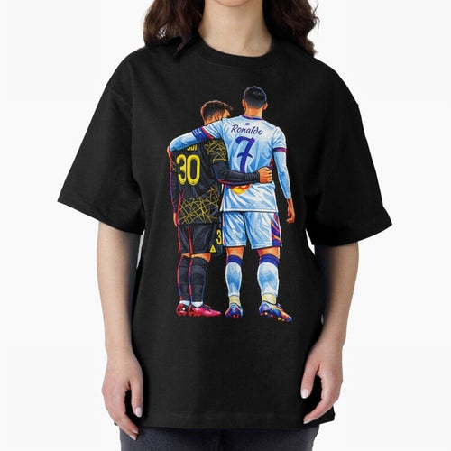 2 GOATS Oversized T-Shirt Relive the Noise and Pride of Global Football Passion for FIFA World Cup 2026 USA Canada Mexico, Highlighting CR7, Argentina, Global Supporter Spirit, Legendary Goals, National Colors and Tournament Celebration; Great for