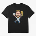 Messi Campion Caricatur Oversized T-Shirt Cheer through Every Moment of FIFA World Cup 2026 Group Stage Filled with Mbappe, England and Germany Energy, Football Passion, Legendary Performances, Festival Vibes and Supporter Community; Ideal for