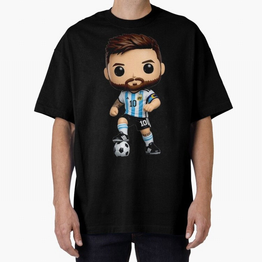 Lionel Messi Figurine Oversized T-Shirt Celebrate the Biggest Stage of Match Day Hype around FIFA World Cup 2026, CR7, Argentina, Supporter Pride, Iconic Celebrations, Legendary Names and Global Match Day Energy; Built for Supporters Chasing Trophy