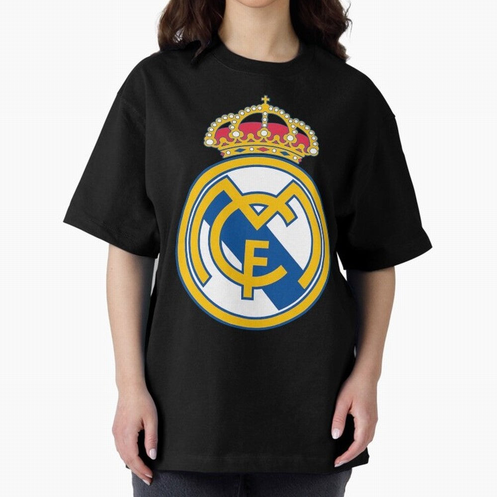 The Madrid Cf Logo Oversized T-Shirt Keep the Match Day Mood of the FIFA World Cup 2026 Journey through Mbappe and Neymar Highlights, Spain Pride, Football History, Final Match Energy, Crowd Noise and Once in a Lifetime Moments; Great for