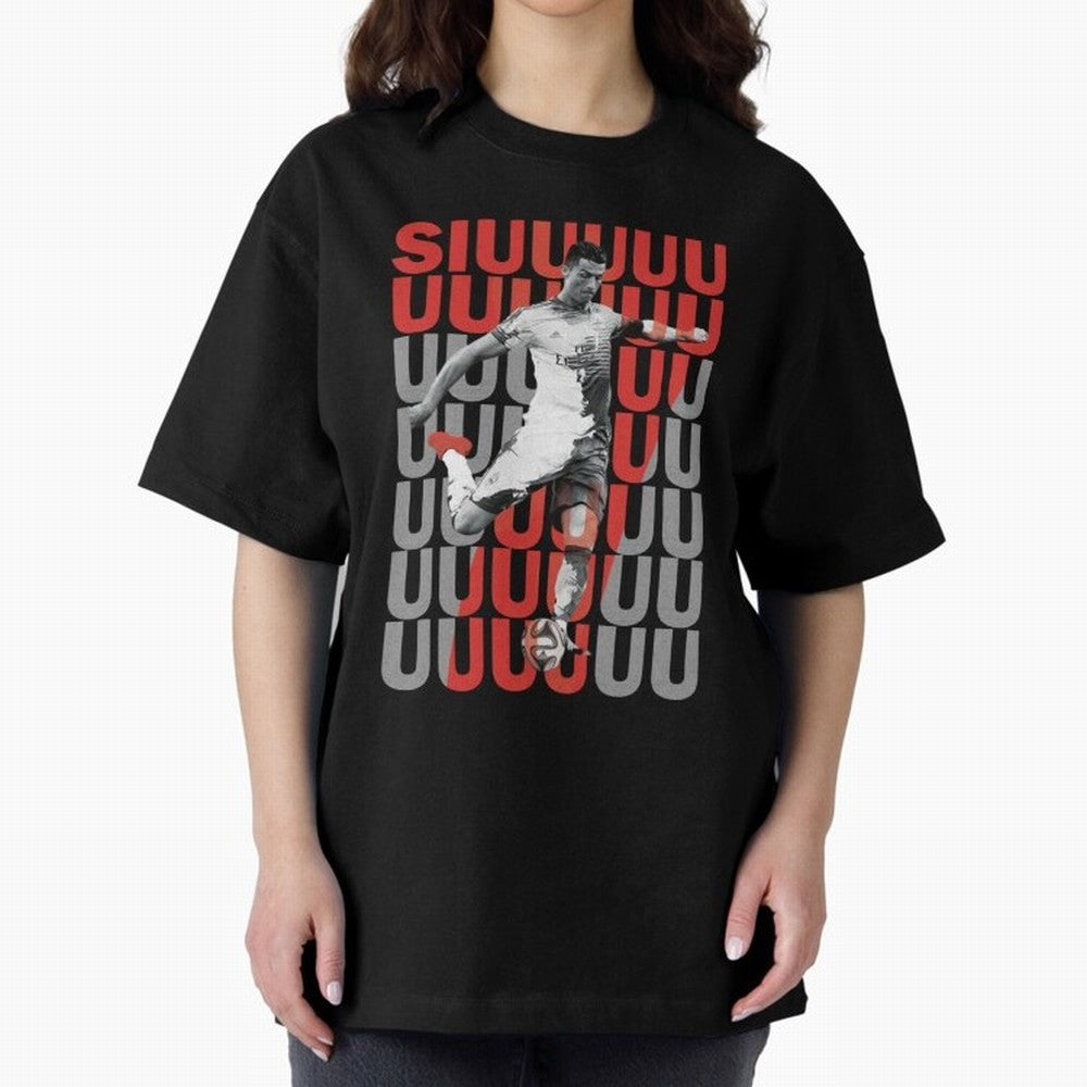 Siuuuuuu Cristiano Ronaldo Oversized T-Shirt Celebrate Golden Goal Energy in FIFA World Cup 2026 USA Canada Mexico for Fans of Haaland and Mbappe and Brazil, Portugal and Argentina, Bringing Sports Nostalgia, International Competition, Famous