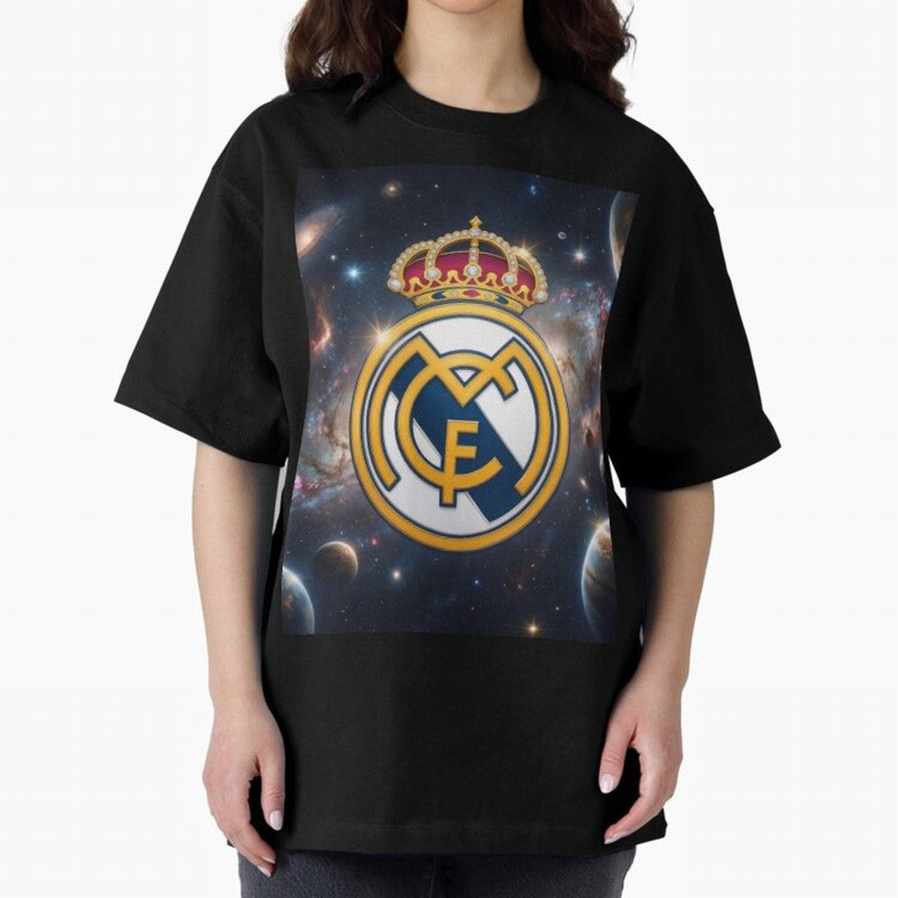 La Galaxia del Real Madrid Oversized T-Shirt Support FIFA World Cup 2026 USA Canada Mexico Spirit, Filled with France and Portugal, CR7, Global Supporter Spirit, Legendary Goals, National Colors and Tournament Celebration; Perfect for Supporters
