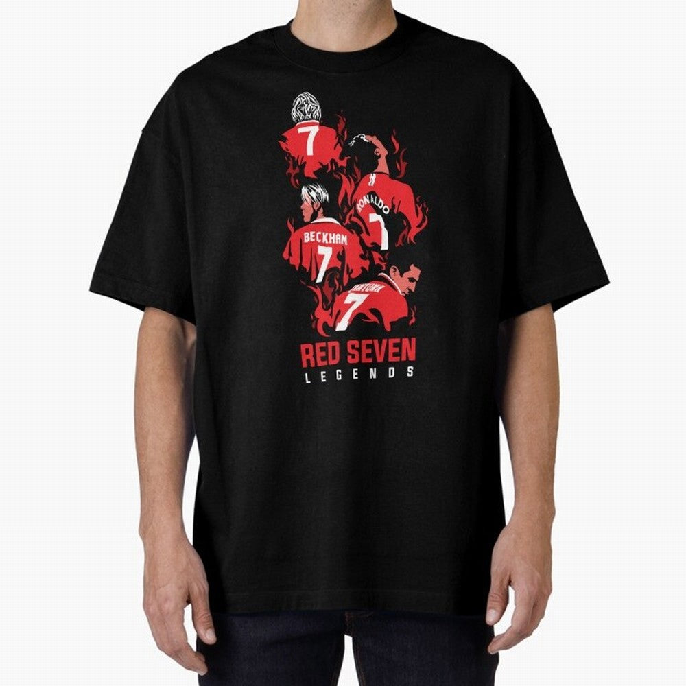 The Red Seven - Man Utd Oversized T-Shirt Remember Iconic Moments from FIFA World Cup 2026 USA Canada Mexico for Fans of Mbappe and Neymar and Netherlands, Bringing Retro Football Energy, Iconic Rivalries, Trophy Chase Drama and Stadium Atmosphere;