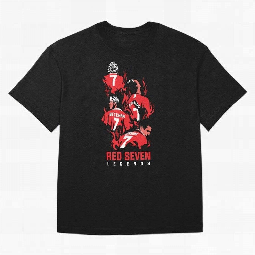 The Red Seven - Man Utd Oversized T-Shirt Remember Iconic Moments from FIFA World Cup 2026 USA Canada Mexico for Fans of Mbappe and Neymar and Netherlands, Bringing Retro Football Energy, Iconic Rivalries, Trophy Chase Drama and Stadium Atmosphere;