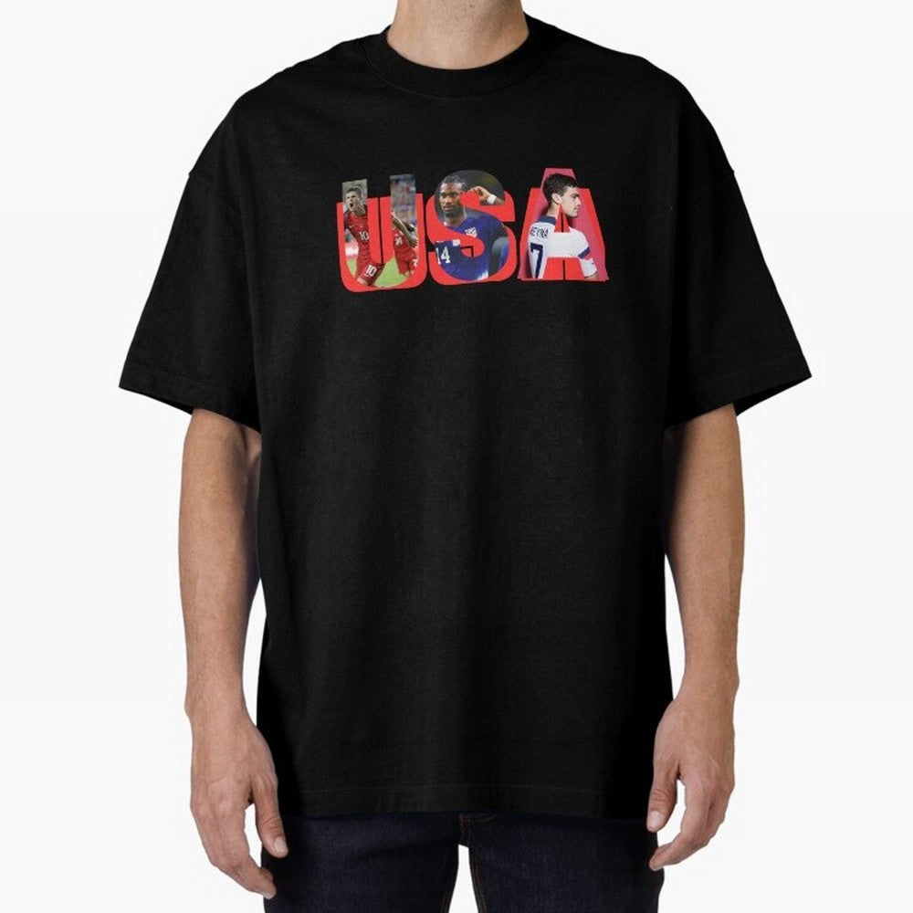 USA Soccer Cristian Pulisic, Haji Wright, Gio Reyna Oversized T-Shirt Support Iconic Players in the FIFA World Cup 2026 Group Stage Journey through Cristiano Ronaldo, Haaland and CR7 Highlights, Argentina Pride, Football Passion, Legendary