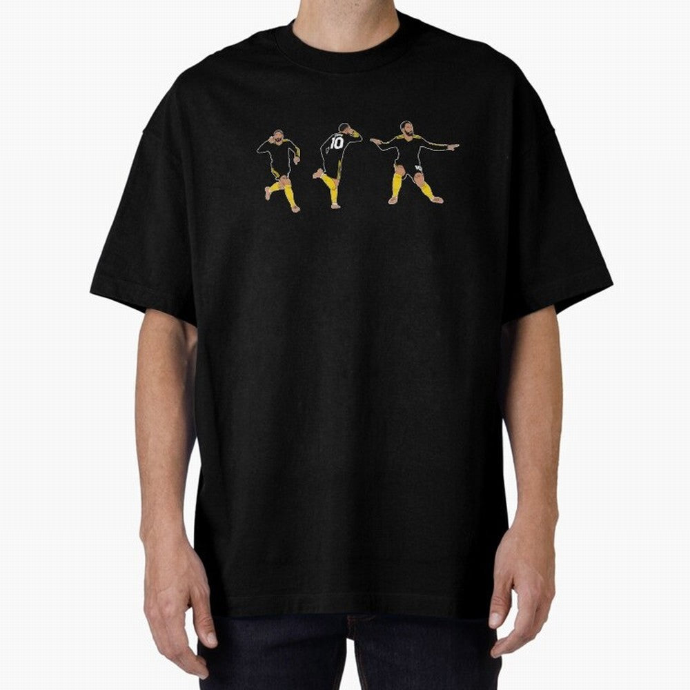 Matheus Cunha Goal Celebration Dance Trio Minimalist Oversized T-Shirt Remember Iconic Moments from the FIFA World Cup 2026 Journey through Neymar, Haaland and Cristiano Ronaldo Highlights, Spain Pride, Game Day Rituals, Football Legends, Country