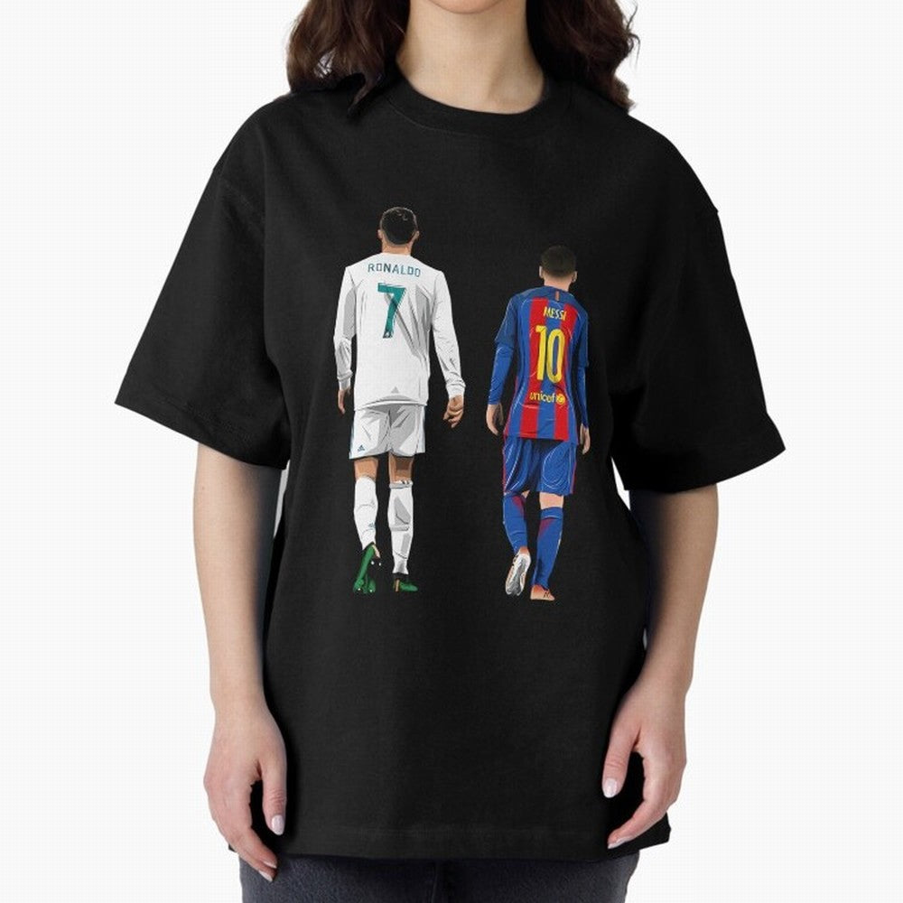 Cristiano Ronaldo And Messi Oversized T-Shirt Celebrate National Team Dreams in FIFA World Cup 2026 for Fans of CR7 and Spain and Netherlands, Bringing Football Passion, Legendary Performances, Festival Vibes and Supporter Community; Made for