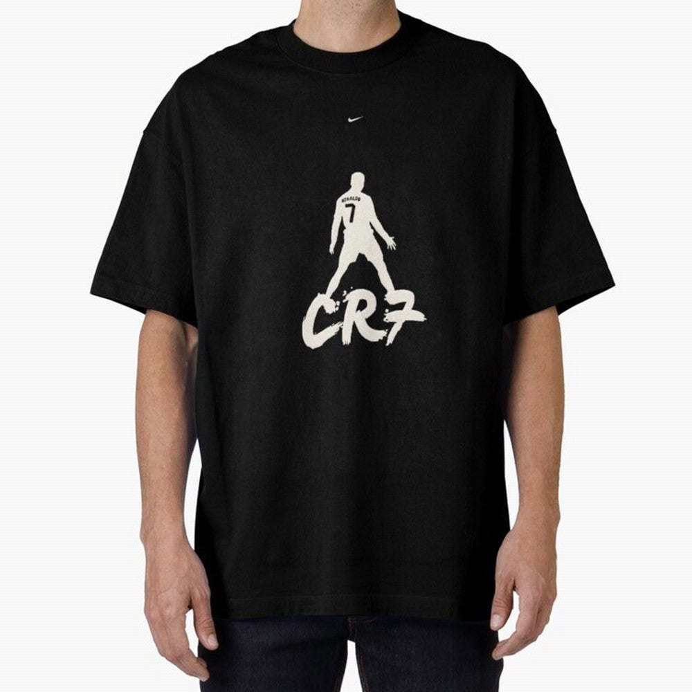 Cristiano Ronaldo CR7 Minimalist Silhouette Football Art Oversized T-Shirt Show Fan Pride Across Global Football Passion for FIFA World Cup 2026 Group Stage, Connected to Messi, CR7 and Mbappe, France and Portugal, Soccer Culture, Superstar