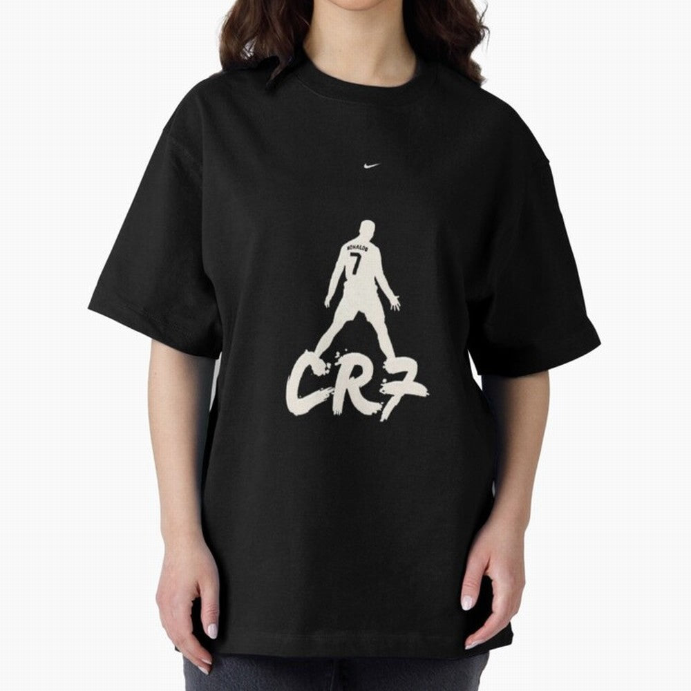 Cristiano Ronaldo CR7 Minimalist Silhouette Football Art Oversized T-Shirt Show Fan Pride Across Global Football Passion for FIFA World Cup 2026 Group Stage, Connected to Messi, CR7 and Mbappe, France and Portugal, Soccer Culture, Superstar