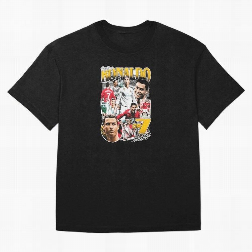 Cristiano Ronaldo Cr7 Collage Oversized T-Shirt Celebrate the Biggest Stage of FIFA World Cup 2026 for Fans of CR7 and France and Portugal, Bringing Stadium Memories, Football Loyalty, International Chants and Championship Tradition; Made for
