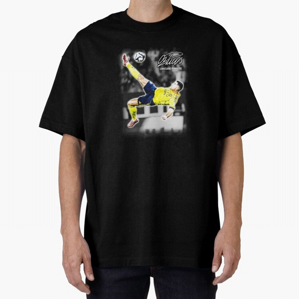 Cristiano Ronaldo Bicycle Kick Oversized T-Shirt Join FIFA World Cup 2026 Group Stage Highlighting Messi, Portugal, Spain and Germany Energy, Fan Favorite Moments, National Team Passion, Big Match Drama and Soccer History; Perfect for Supporters
