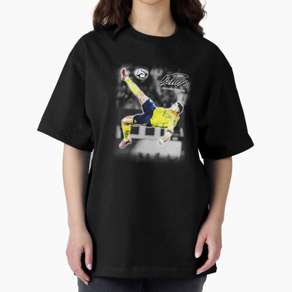 Cristiano Ronaldo Bicycle Kick Oversized T-Shirt Join FIFA World Cup 2026 Group Stage Highlighting Messi, Portugal, Spain and Germany Energy, Fan Favorite Moments, National Team Passion, Big Match Drama and Soccer History; Perfect for Supporters