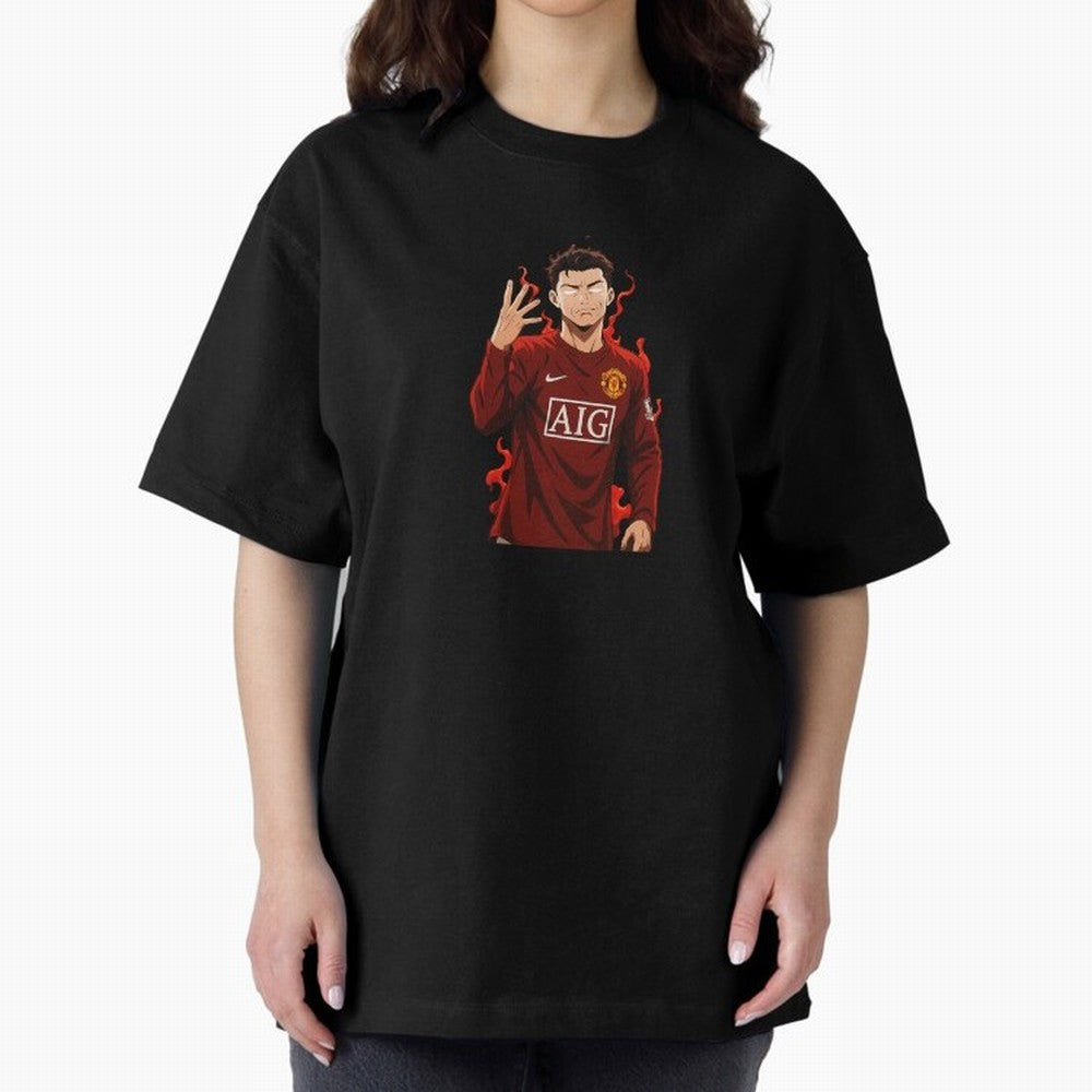Cristiano Ronaldo Anime Art Blue Lock Inspired Football Legend Oversized T-Shirt Turn Every Weekend Toward Global Football Passion for FIFA World Cup 2026 Group Stage, Centered on Haaland and Mbappe, France, Stadium Chants, National Pride, Trophy