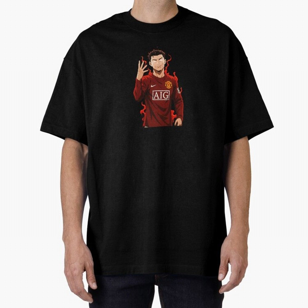 Cristiano Ronaldo Anime Art Blue Lock Inspired Football Legend Oversized T-Shirt Turn Every Weekend Toward Global Football Passion for FIFA World Cup 2026 Group Stage, Centered on Haaland and Mbappe, France, Stadium Chants, National Pride, Trophy