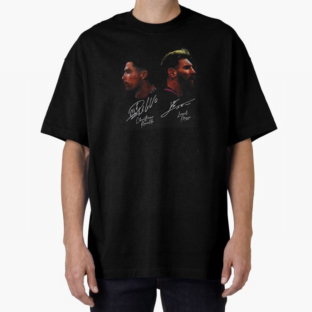 Cristiano Ronaldo & Lionel Messi Signature Oversized T-Shirt Make Every Kick Count in FIFA World Cup 2026 Group Stage Spirit, Connected to France, Cristiano Ronaldo, Haaland and CR7, Supporter Pride, Iconic Celebrations, Legendary Names and Global