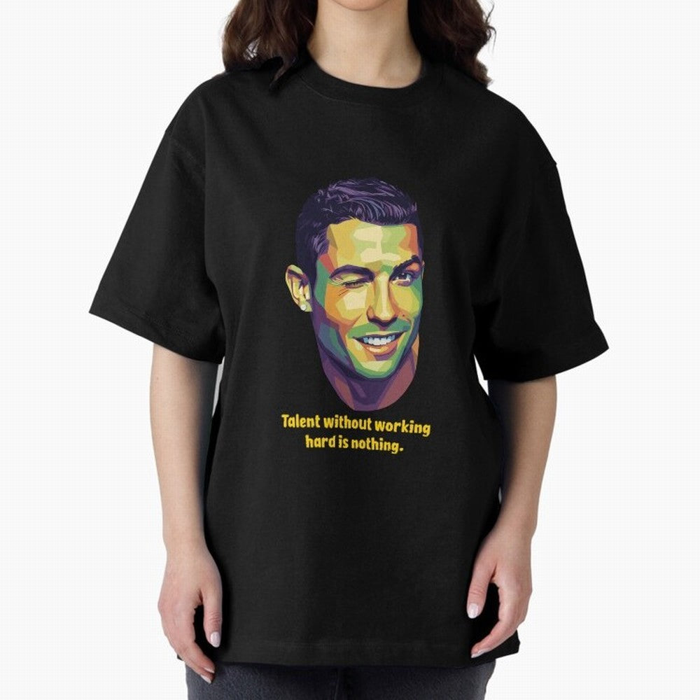 Cristiano Ronaldo Quotes Oversized T-Shirt Celebrate the Magic of the FIFA World Cup 2026 USA Canada Mexico Journey through Messi Highlights, Portugal Pride, Football Passion, Legendary Performances, Festival Vibes and Supporter Community; Made for