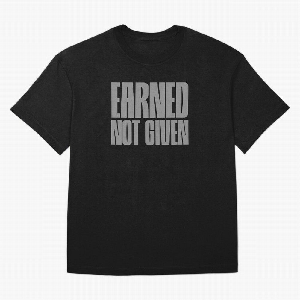Earned not given grey 2 Oversized T-Shirt Feel the Trophy Chase of Global Football Passion for FIFA World Cup 2026, Inspired by CR7 and Messi, France, Stadium Chants, National Pride, Trophy Dreams and Unforgettable Football Memories; Made for Die