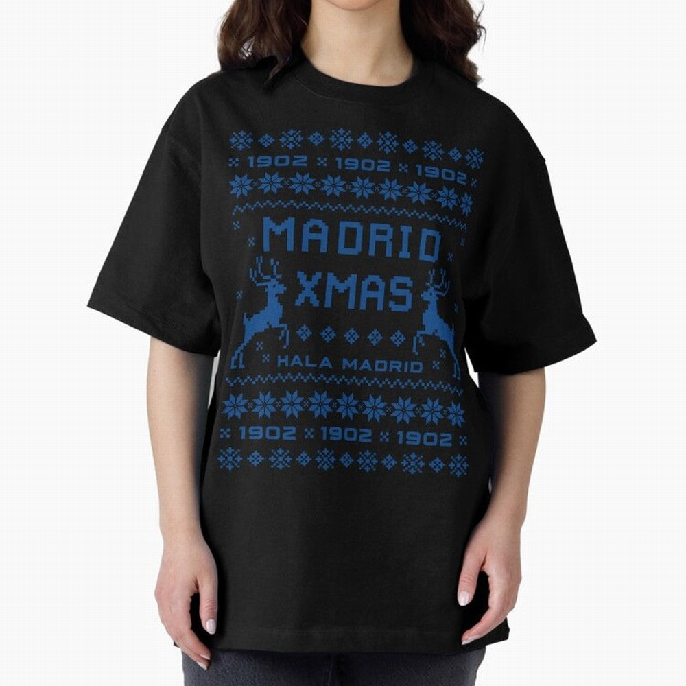 Real Madrid Christmas Oversized T-Shirt Show Love for Legendary Goals in the FIFA World Cup 2026 Journey through CR7 and Messi Highlights, Brazil, Portugal and Argentina Pride, Global Supporter Spirit, Legendary Goals, National Colors and