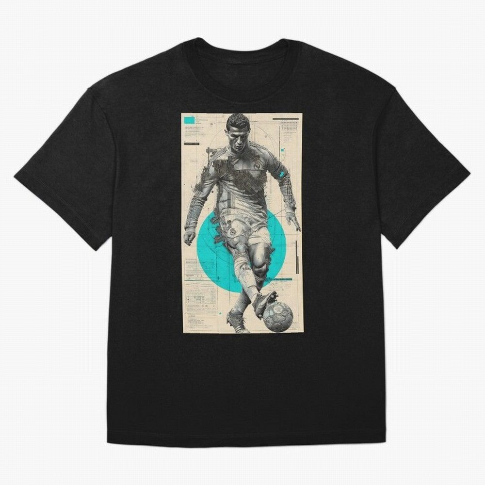 Futuristic Cristiano Ronaldo Illustration ¨C Cyber-Tech Football Art Oversized T-Shirt Remember Iconic Moments from Match Day Hype around FIFA World Cup 2026 USA Canada Mexico, Messi, CR7 and Mbappe, Spain, Championship Spirit, Famous Goals,