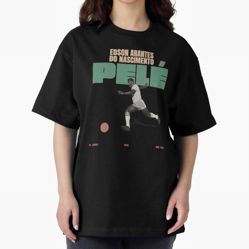Pele Minimalist Oversized T-Shirt Honor Champions and Dreams in FIFA World Cup 2026 Spirit, Connected to Argentina, Messi, Soccer Culture, Superstar Moments, National Team Dreams and Competitive Fire; Built for Supporters Chasing Trophy Dreams,