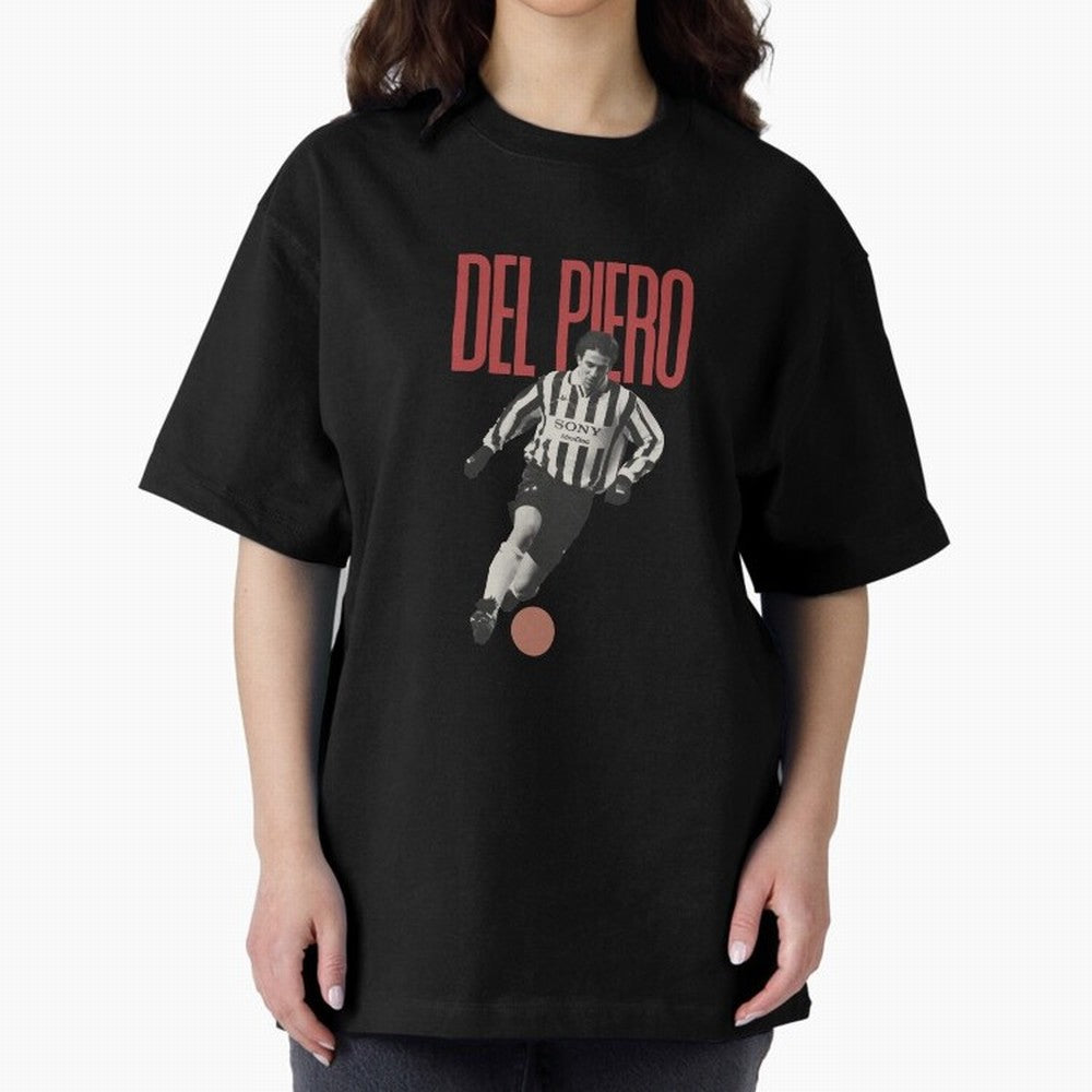 Alessandro Del Piero Minimalist Oversized T-Shirt Celebrate Fan Culture around Match Day Hype around FIFA World Cup 2026 Group Stage, Messi, Neymar and Mbappe, Spain, Worldwide Fan Energy, Dramatic Goals, Stadium Lights and Championship