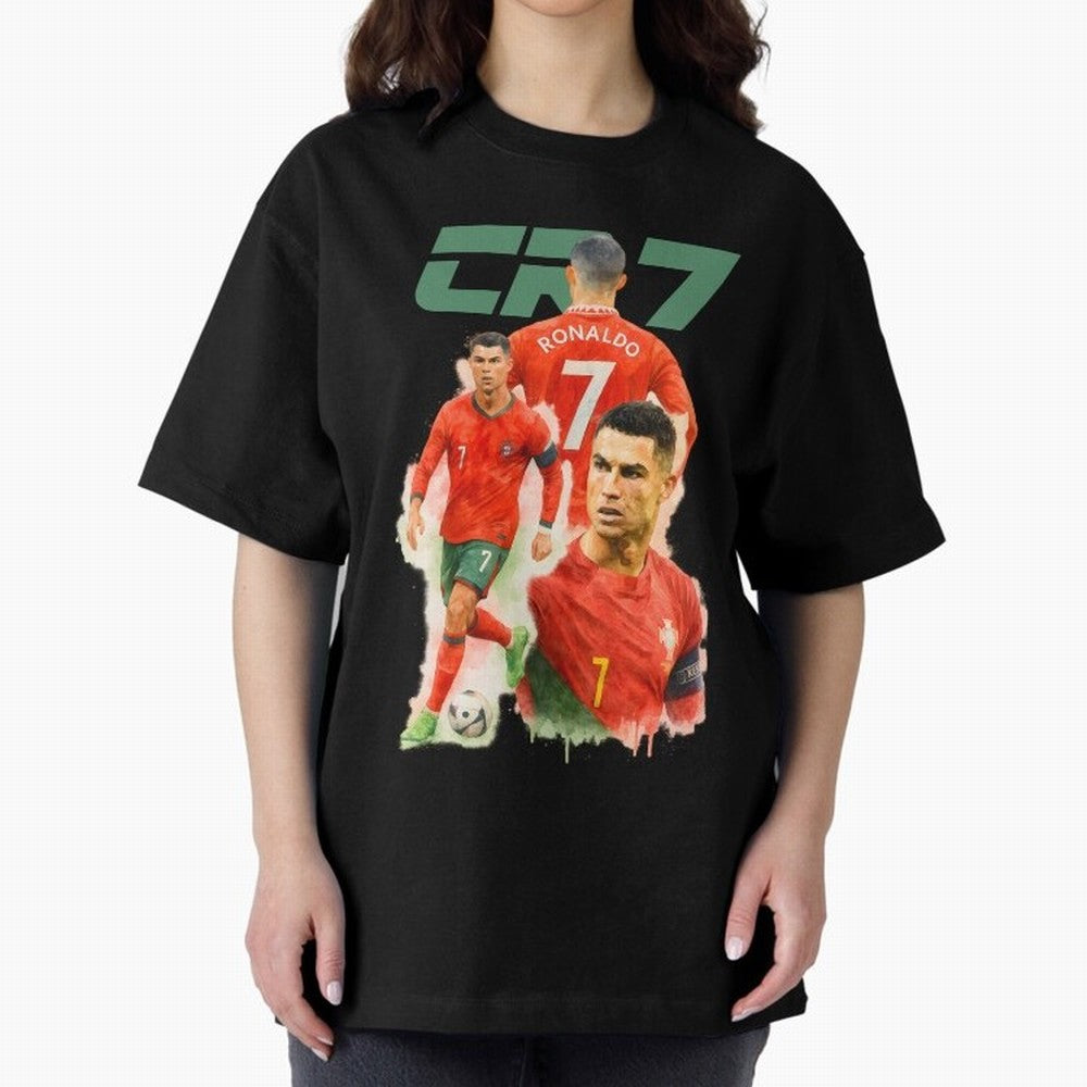 CR7 Cristiano Ronaldo illustration watercolour Oversized T-Shirt Spotlight Match Day Hype around FIFA World Cup 2026 USA Canada Mexico, Neymar, Haaland and Cristiano Ronaldo, England, France and Netherlands, Fan Favorite Moments, National Team