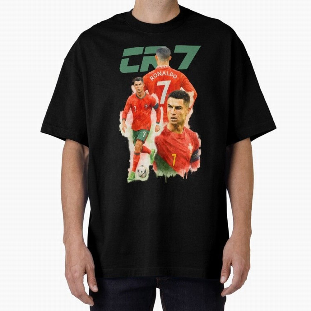 CR7 Cristiano Ronaldo illustration watercolour Oversized T-Shirt Spotlight Match Day Hype around FIFA World Cup 2026 USA Canada Mexico, Neymar, Haaland and Cristiano Ronaldo, England, France and Netherlands, Fan Favorite Moments, National Team