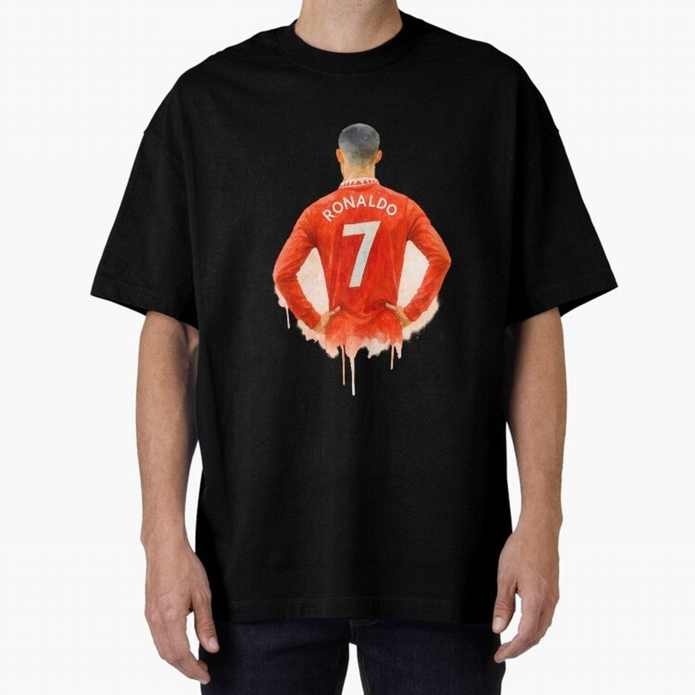 CR7 Cristiano Ronaldo potrait art a powerful moment artwork Oversized T-Shirt Live the Energy of Match Day Hype around FIFA World Cup 2026 USA Canada Mexico, Messi, CR7 and Mbappe, Spain and Netherlands, Fan Favorite Moments, National Team Passion,